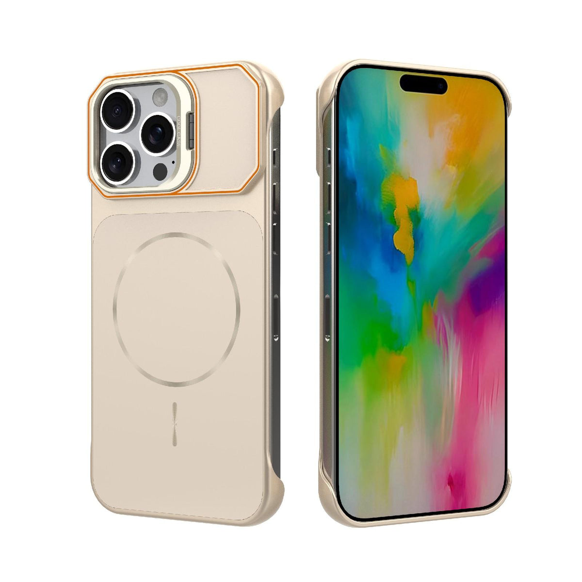 For iPhone 16 Pro Max Frameless Half-Wrapped PC Magnetic Phone Case - Rose Gold - EDA009914116B