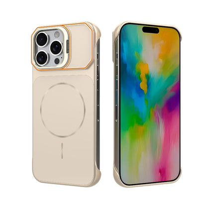For iPhone 16 Pro Max Frameless Half-Wrapped PC Magnetic Phone Case - Rose Gold - EDA009914116B