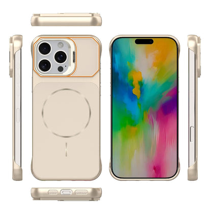 For iPhone 16 Pro Max Frameless Half-Wrapped PC Magnetic Phone Case - Rose Gold - EDA009914116B