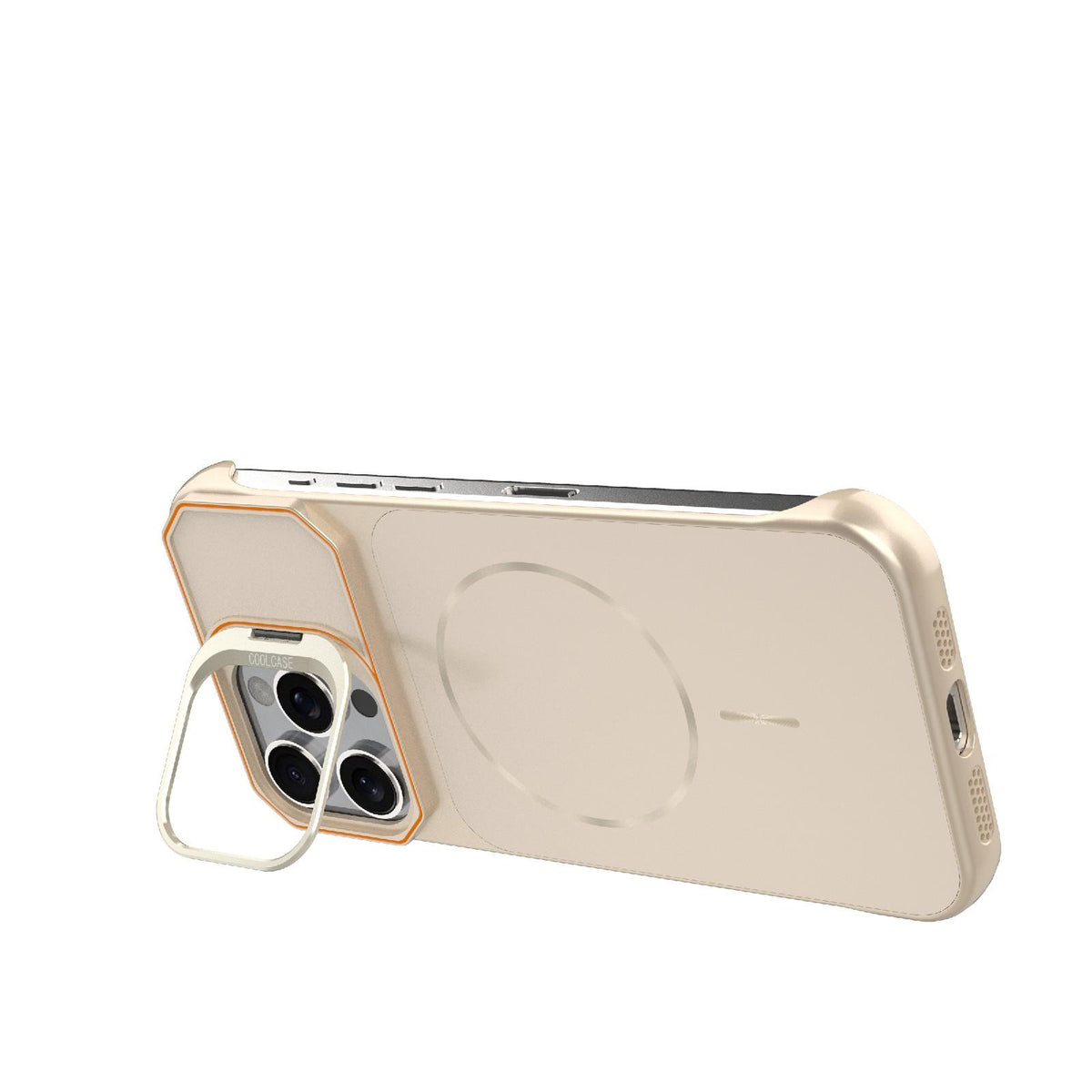 For iPhone 16 Pro Max Frameless Half-Wrapped PC Magnetic Phone Case - Rose Gold - EDA009914116B