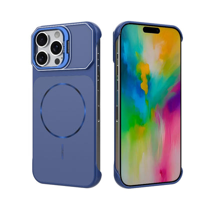 For iPhone 16 Pro Max Frameless Half-Wrapped PC Magnetic Phone Case - Blue - EDA009914116C