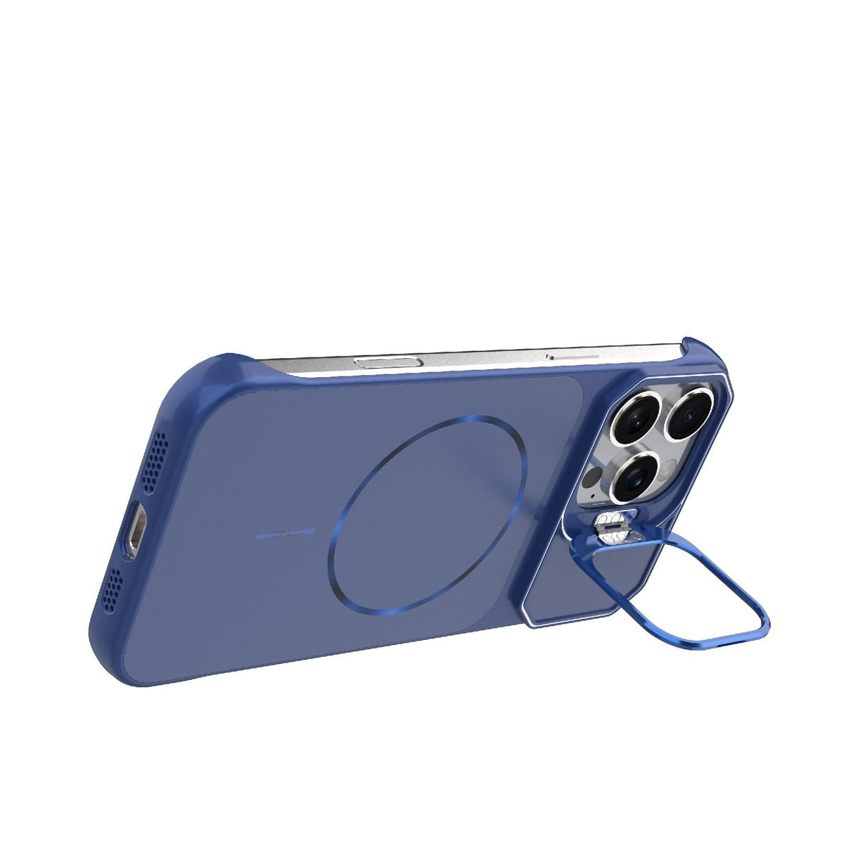 For iPhone 16 Pro Max Frameless Half-Wrapped PC Magnetic Phone Case - Blue - EDA009914116C