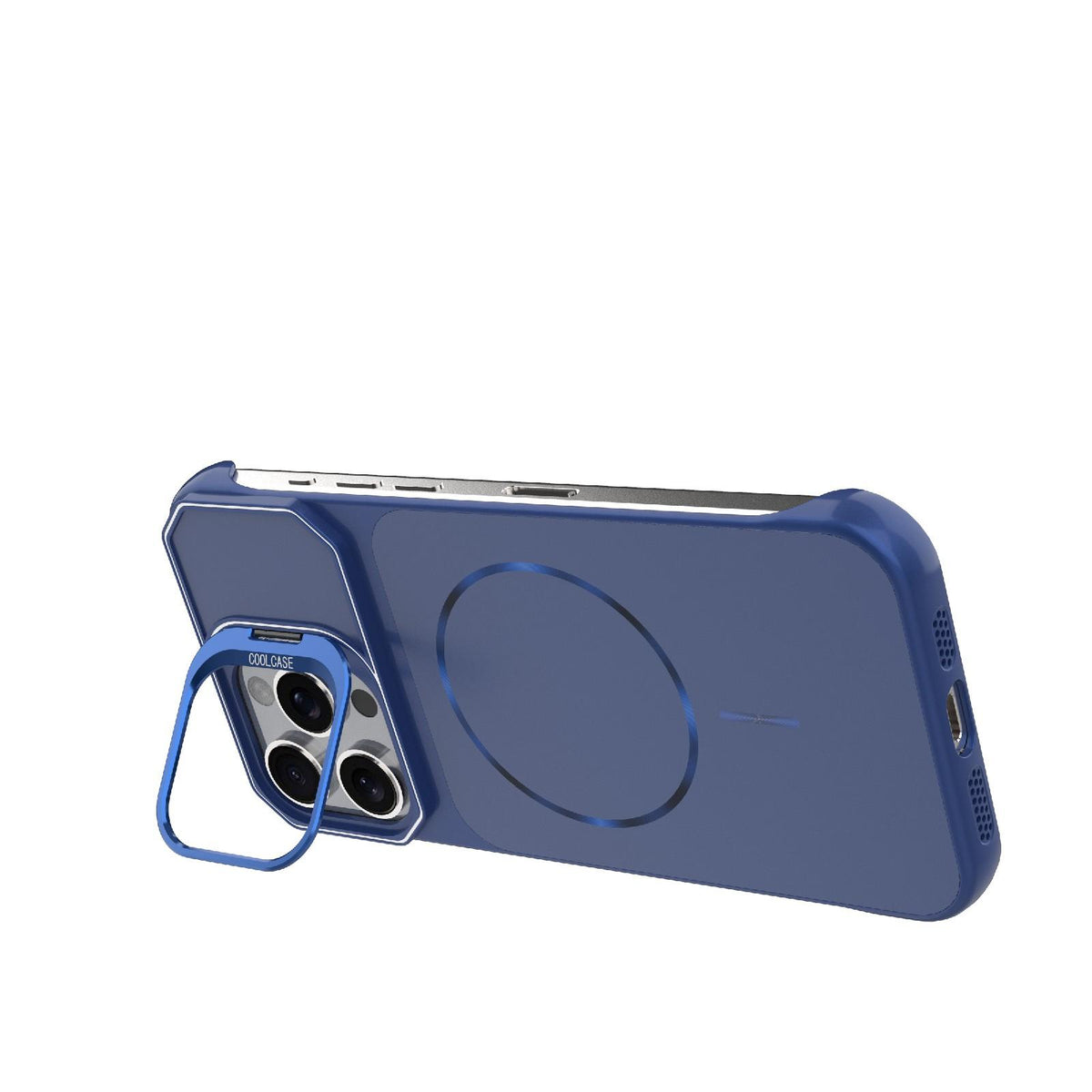 For iPhone 16 Pro Max Frameless Half-Wrapped PC Magnetic Phone Case - Blue - EDA009914116C