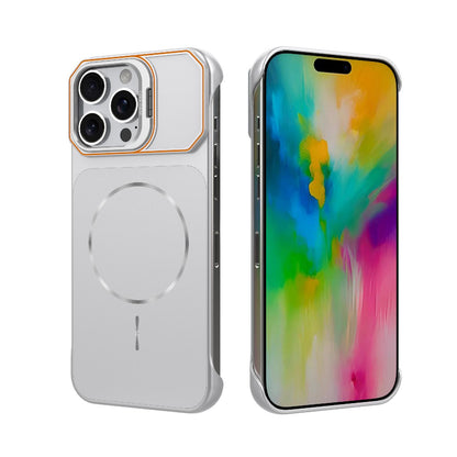 For iPhone 16 Pro Max Frameless Half-Wrapped PC Magnetic Phone Case - Silver - EDA009914116D