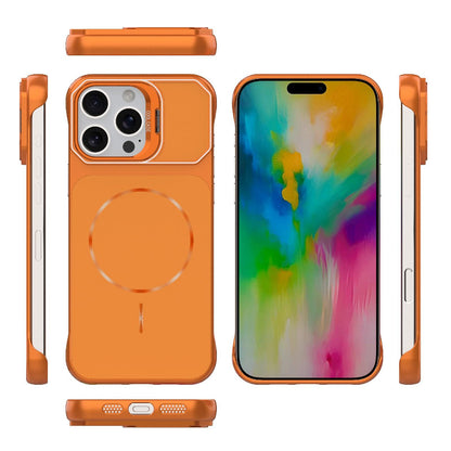 For iPhone 16 Pro Max Frameless Half-Wrapped PC Magnetic Phone Case - Orange - EDA009914116E