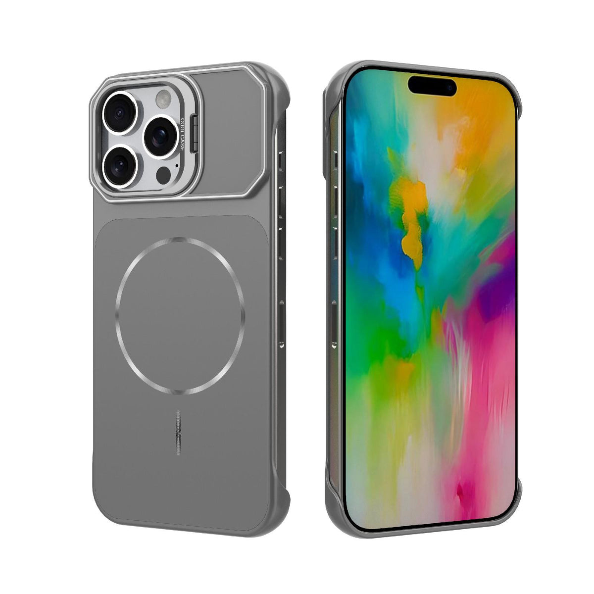 For iPhone 16 Pro Max Frameless Half-Wrapped PC Magnetic Phone Case - Gray - EDA009914116F