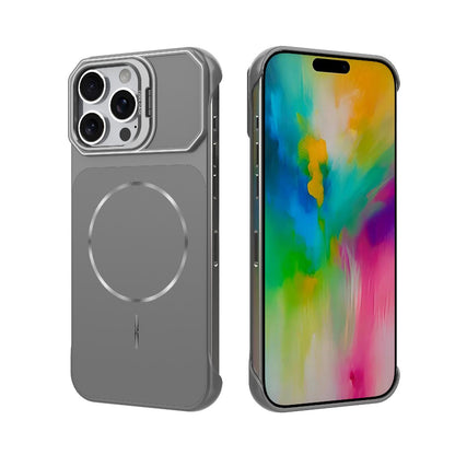 For iPhone 16 Pro Max Frameless Half-Wrapped PC Magnetic Phone Case - Gray - EDA009914116F