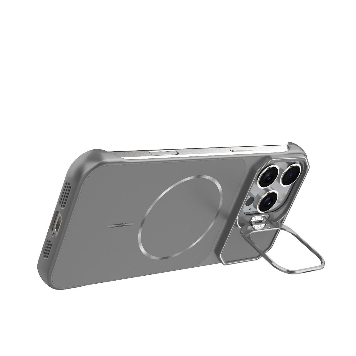 For iPhone 16 Pro Max Frameless Half-Wrapped PC Magnetic Phone Case - Gray - EDA009914116F