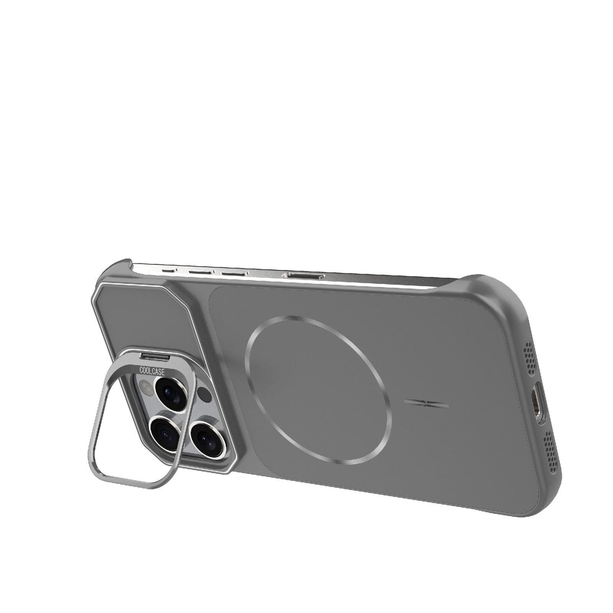 For iPhone 16 Pro Max Frameless Half-Wrapped PC Magnetic Phone Case - Gray - EDA009914116F