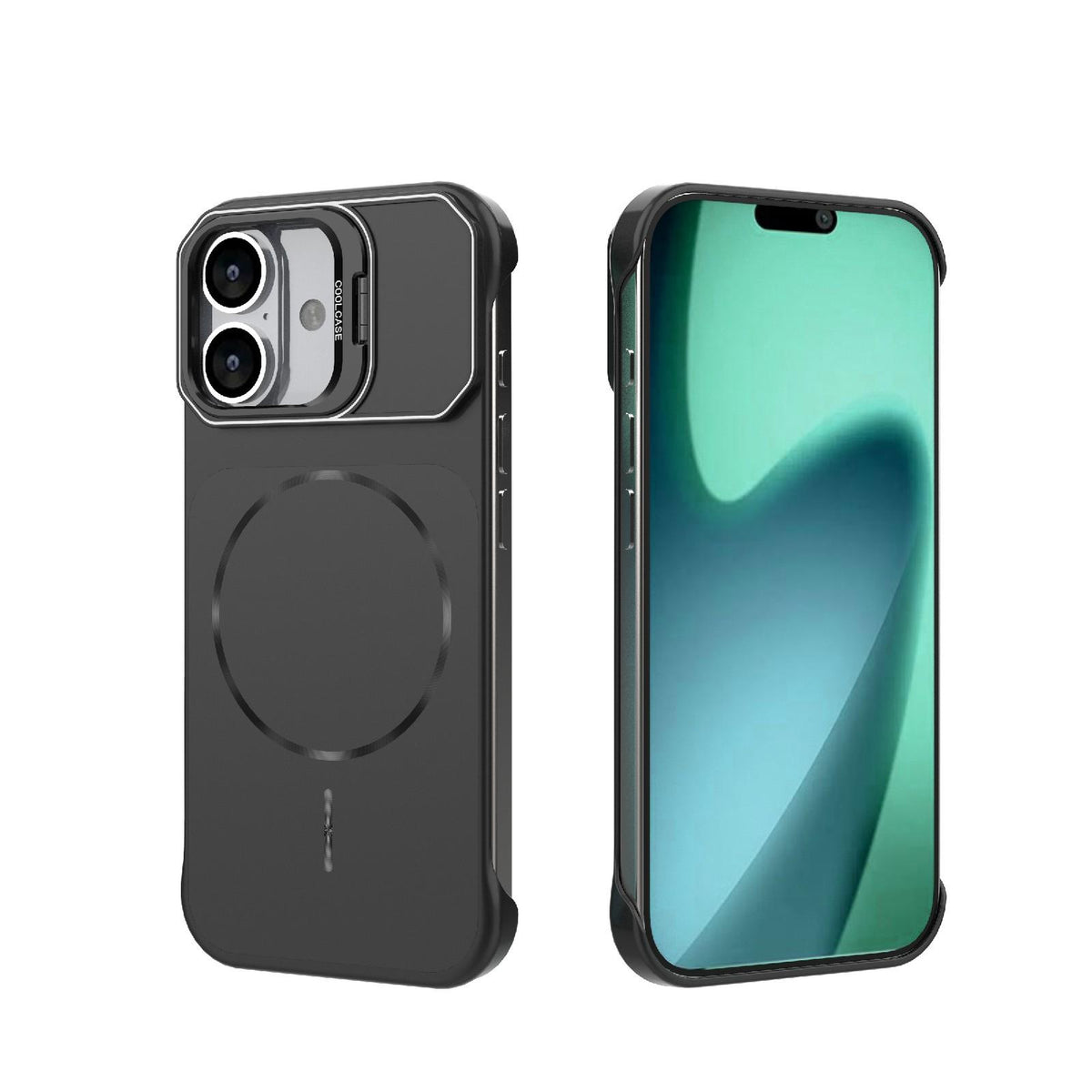 For iPhone 17 Frameless Half-Wrapped PC Magnetic Phone Case - Black - EDA009914117A