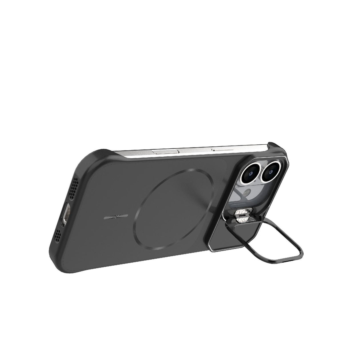 For iPhone 17 Frameless Half-Wrapped PC Magnetic Phone Case - Black - EDA009914117A
