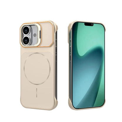 For iPhone 17 Frameless Half-Wrapped PC Magnetic Phone Case - Rose Gold - EDA009914117B