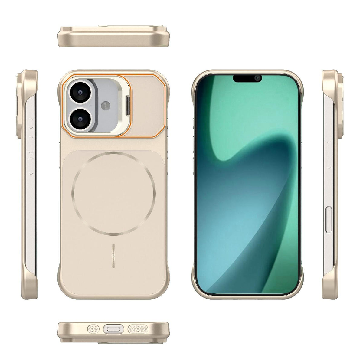 For iPhone 17 Frameless Half-Wrapped PC Magnetic Phone Case - Rose Gold - EDA009914117B