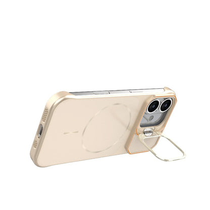 For iPhone 17 Frameless Half-Wrapped PC Magnetic Phone Case - Rose Gold - EDA009914117B