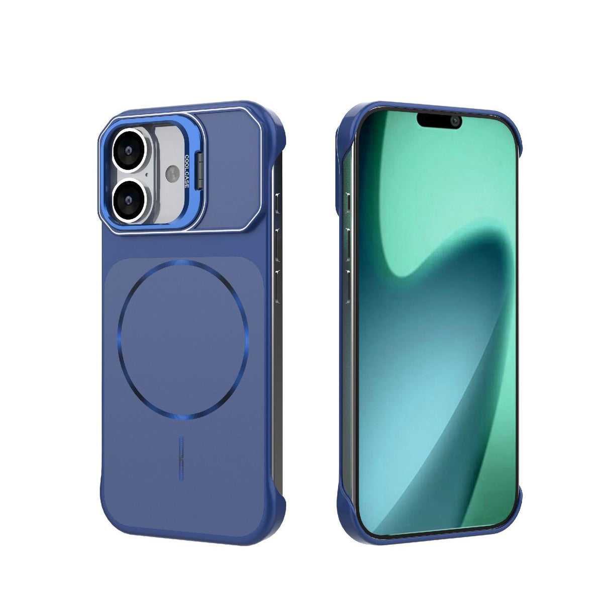 For iPhone 17 Frameless Half-Wrapped PC Magnetic Phone Case - Blue - EDA009914117C