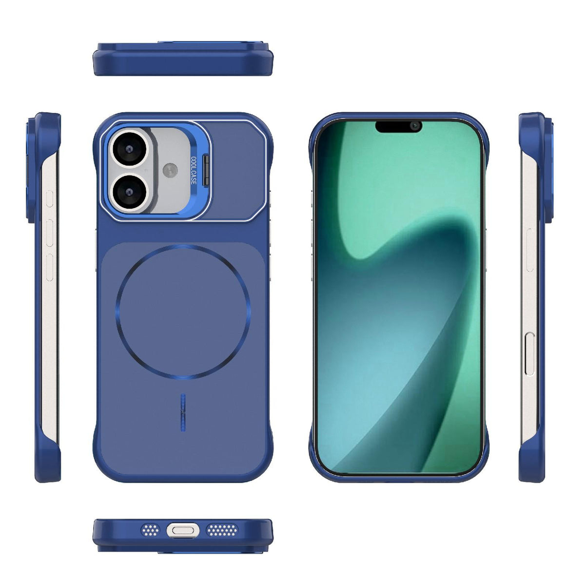 For iPhone 17 Frameless Half-Wrapped PC Magnetic Phone Case - Blue - EDA009914117C