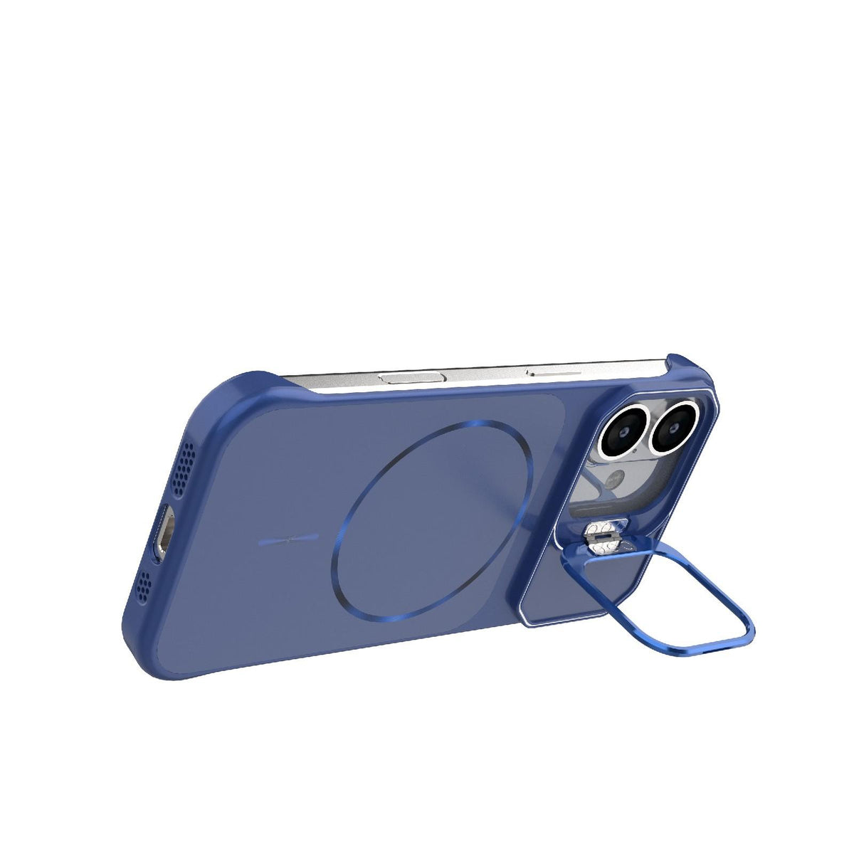 For iPhone 17 Frameless Half-Wrapped PC Magnetic Phone Case - Blue - EDA009914117C
