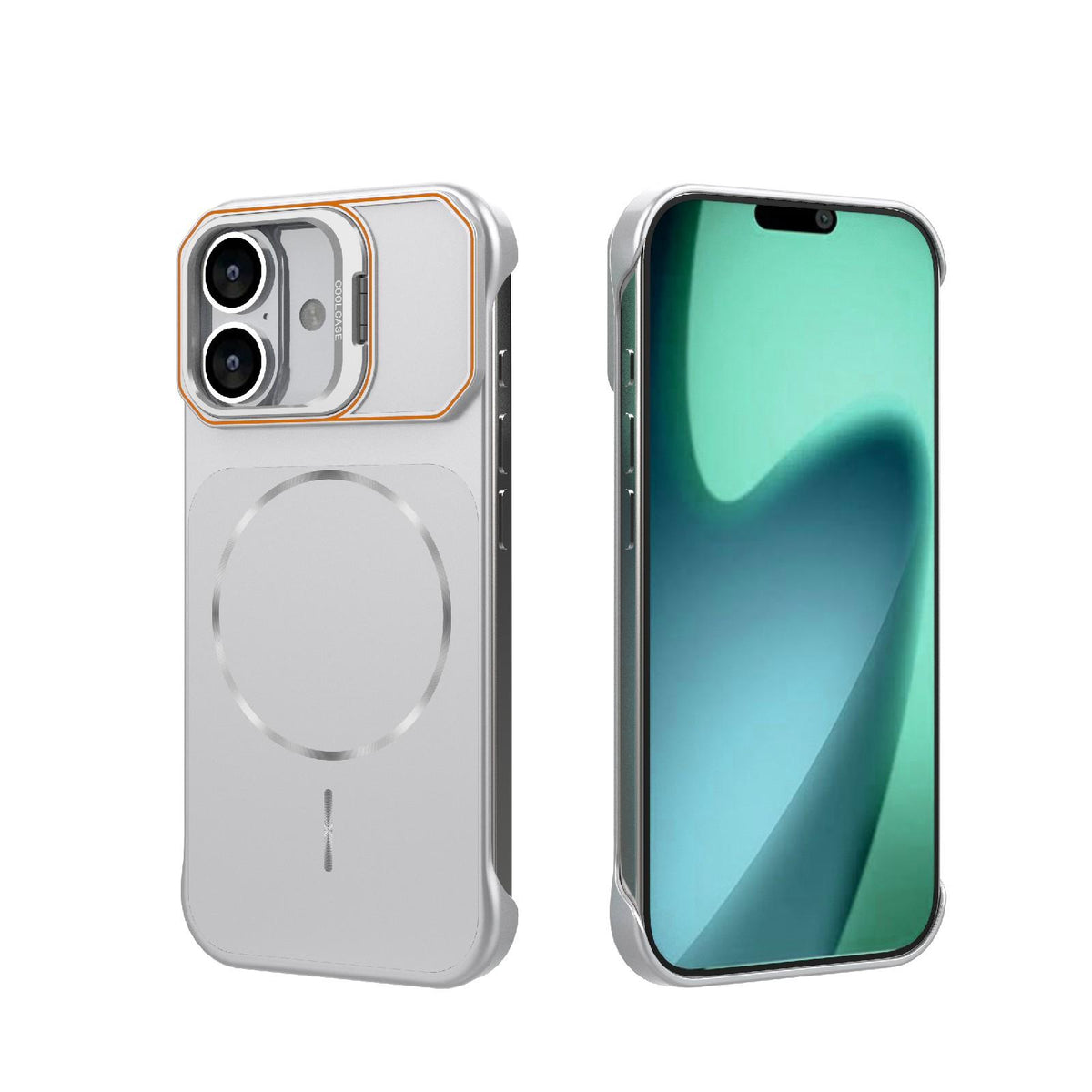 For iPhone 17 Frameless Half-Wrapped PC Magnetic Phone Case - Silver - EDA009914117D