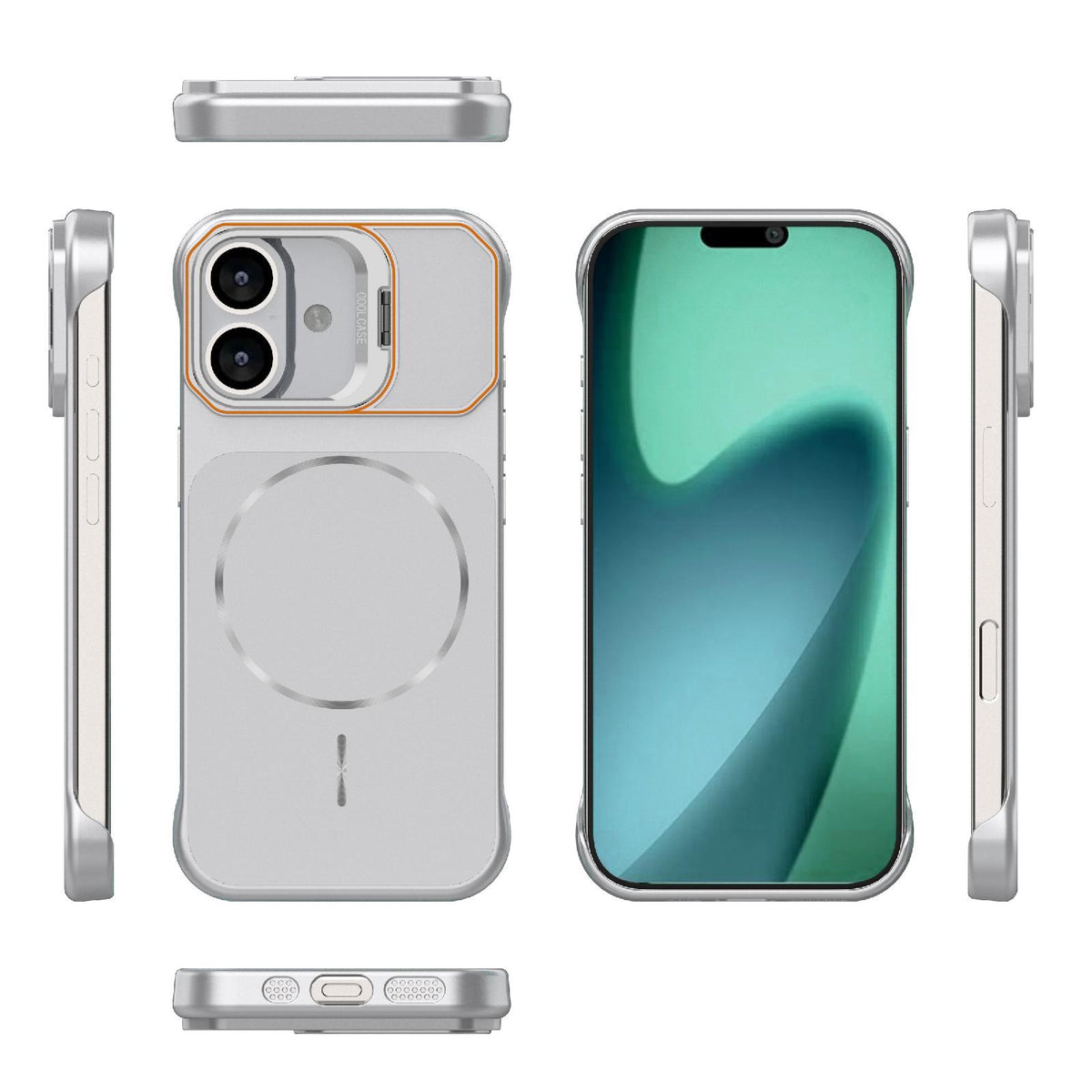 For iPhone 17 Frameless Half-Wrapped PC Magnetic Phone Case - Silver - EDA009914117D