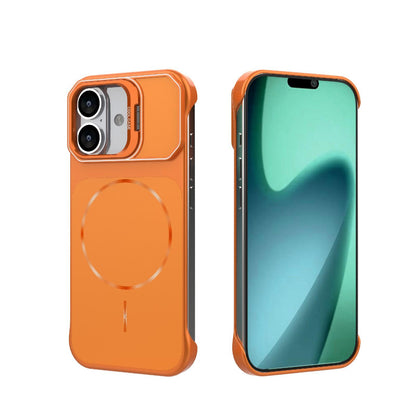 For iPhone 17 Frameless Half-Wrapped PC Magnetic Phone Case - Orange - EDA009914117E