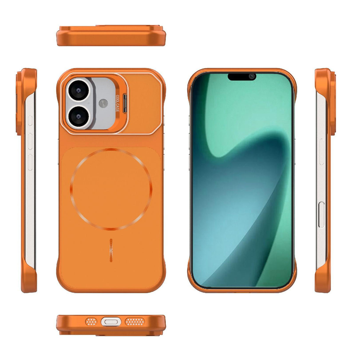 For iPhone 17 Frameless Half-Wrapped PC Magnetic Phone Case - Orange - EDA009914117E