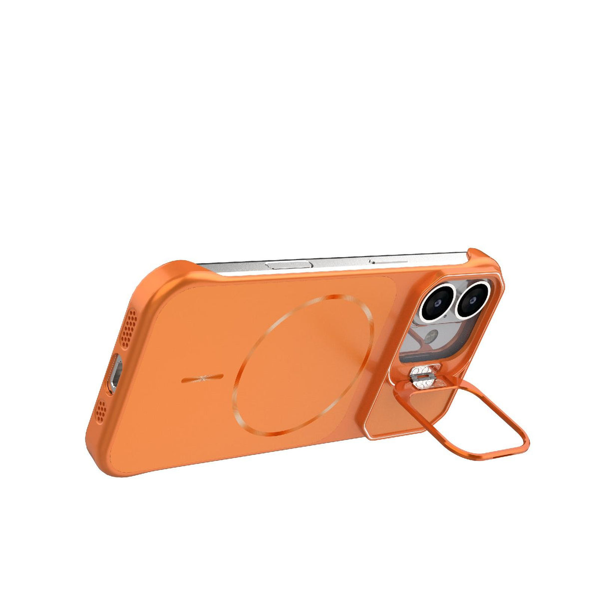 For iPhone 17 Frameless Half-Wrapped PC Magnetic Phone Case - Orange - EDA009914117E