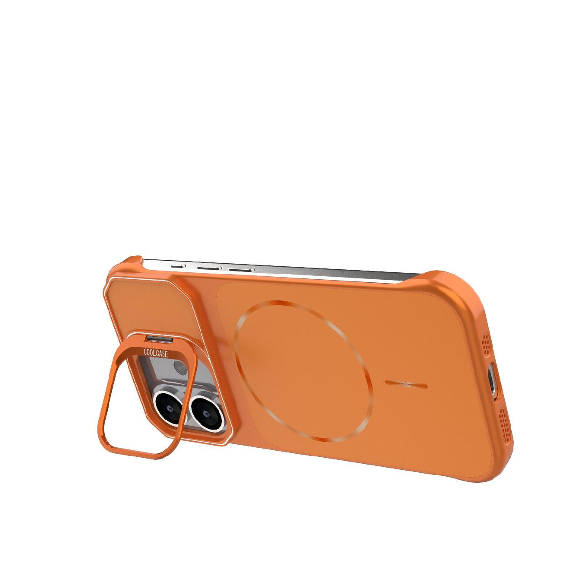 For iPhone 17 Frameless Half-Wrapped PC Magnetic Phone Case - Orange - EDA009914117E