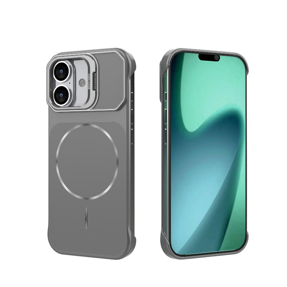 For iPhone 17 Frameless Half-Wrapped PC Magnetic Phone Case - Gray - EDA009914117F