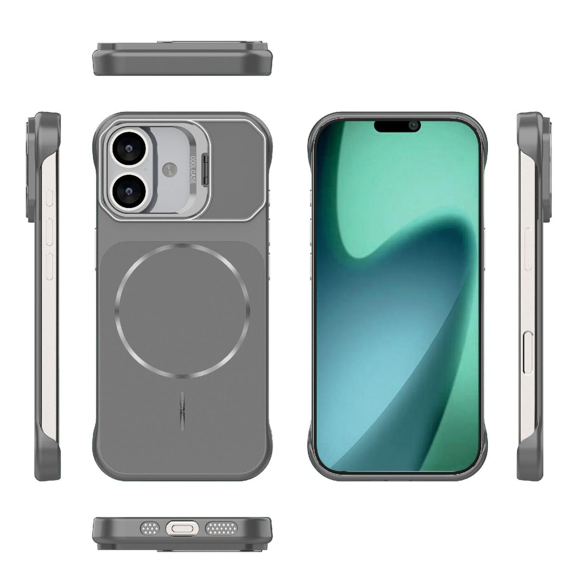 For iPhone 17 Frameless Half-Wrapped PC Magnetic Phone Case - Gray - EDA009914117F