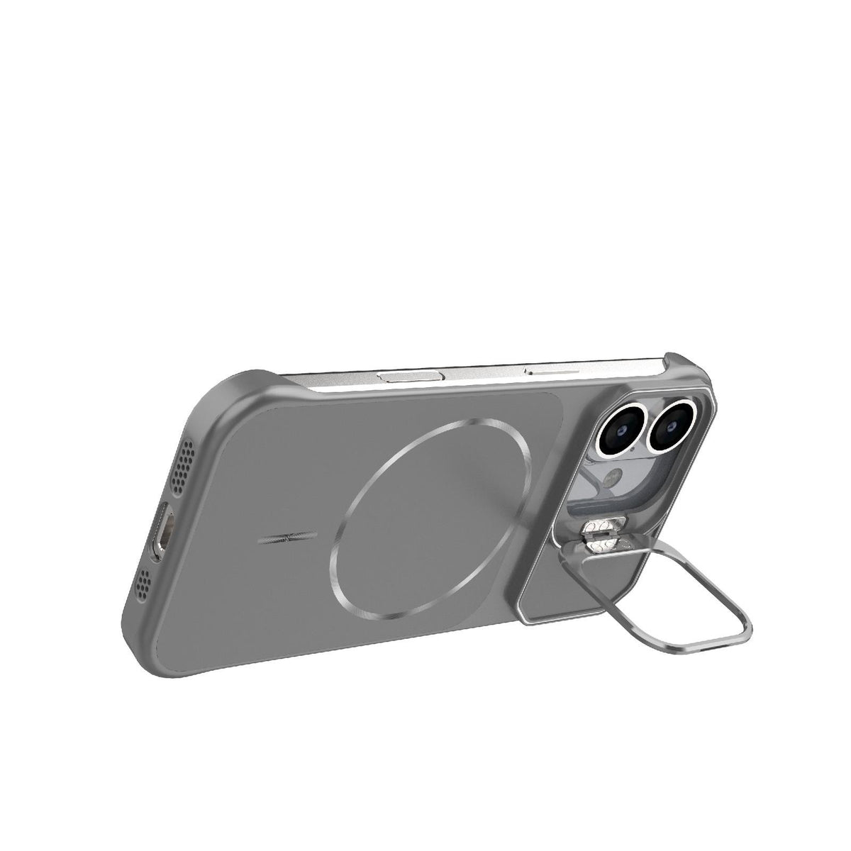 For iPhone 17 Frameless Half-Wrapped PC Magnetic Phone Case - Gray - EDA009914117F