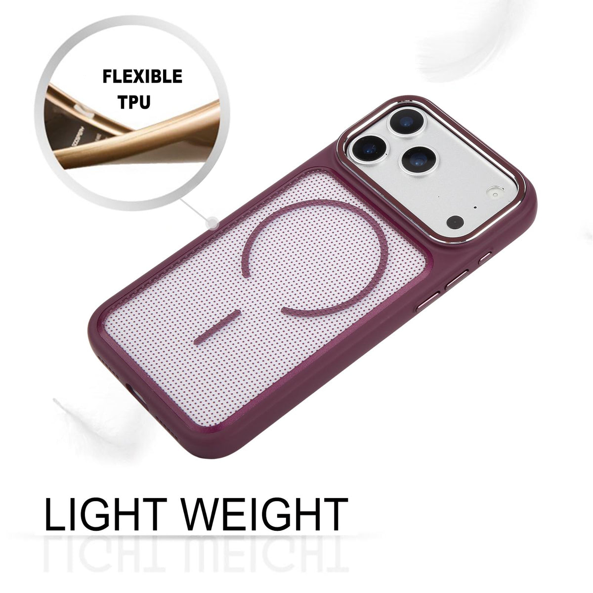 For iPhone 17 Pro GEBEI Skin Feel Starry Dot Magnetic Phone Case - Dark Cherry - EDA009915902C