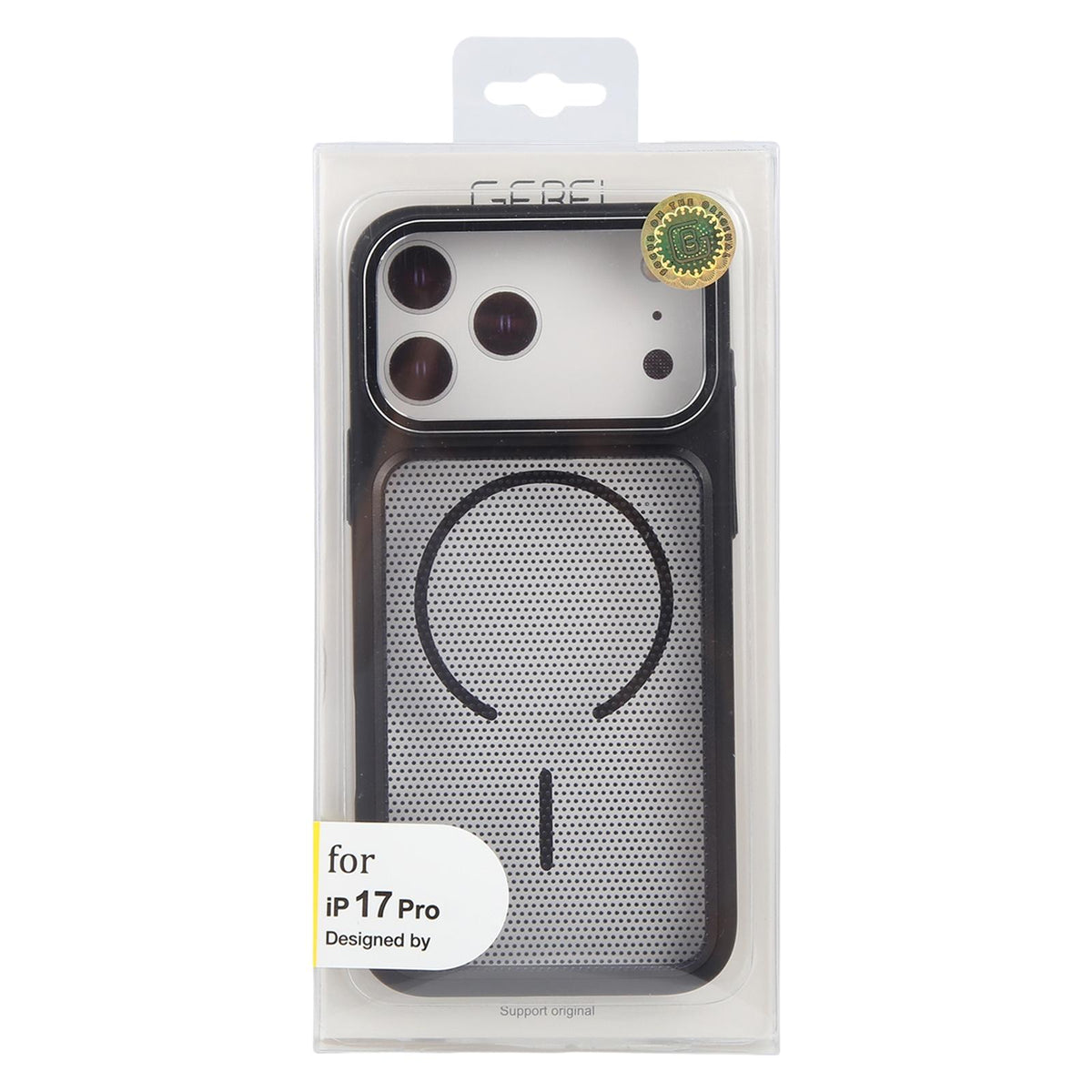 For iPhone 17 Pro GEBEI Skin Feel Starry Dot Magnetic Phone Case - Black - EDA009915902D