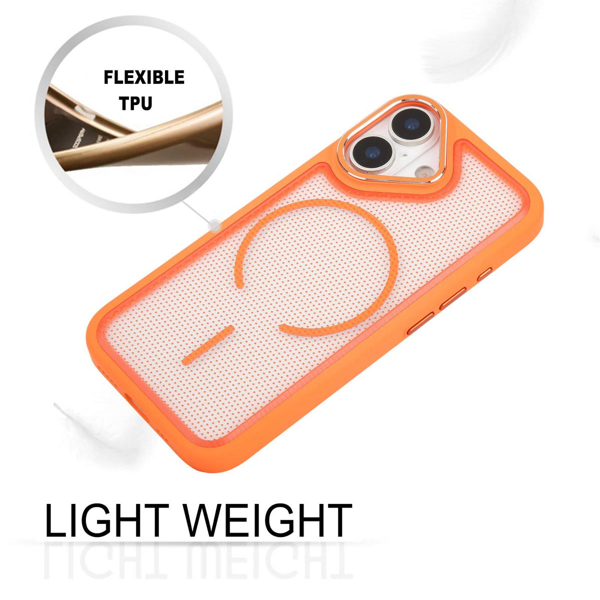 For iPhone 17 GEBEI Skin Feel Starry Dot Magnetic Phone Case - Orange - EDA009915903B