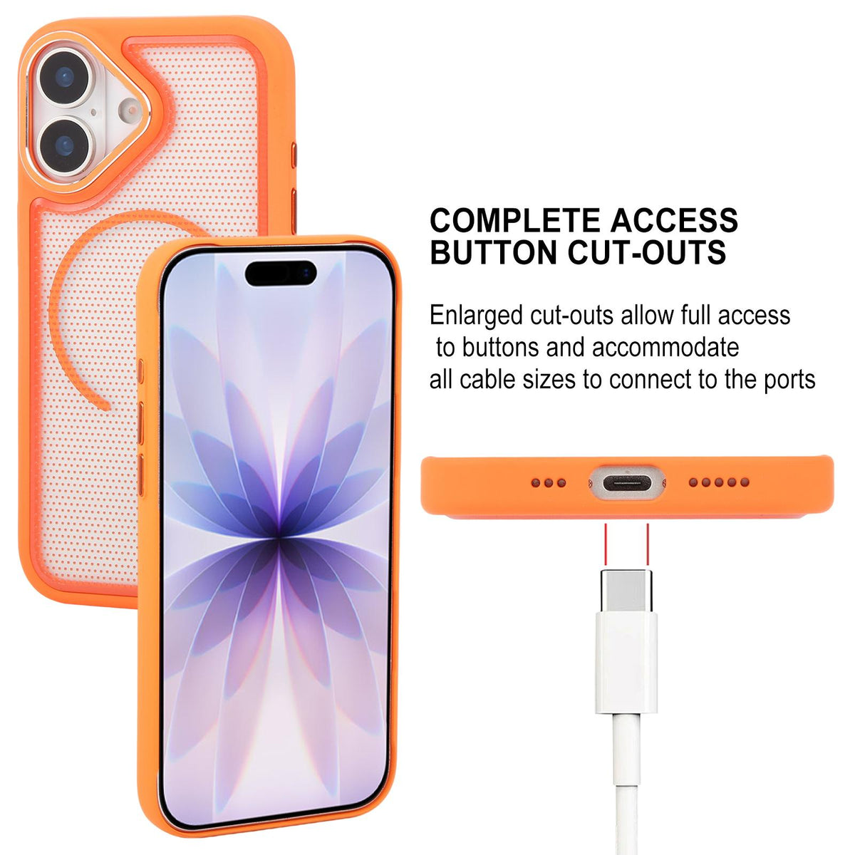 For iPhone 17 GEBEI Skin Feel Starry Dot Magnetic Phone Case - Orange - EDA009915903B