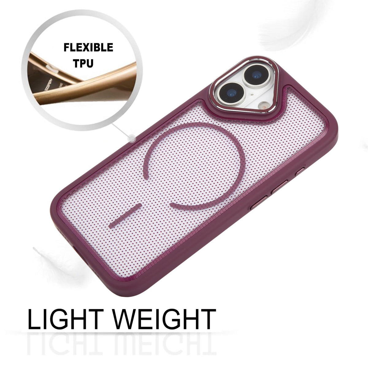 For iPhone 17 GEBEI Skin Feel Starry Dot Magnetic Phone Case - Dark Cherry - EDA009915903C