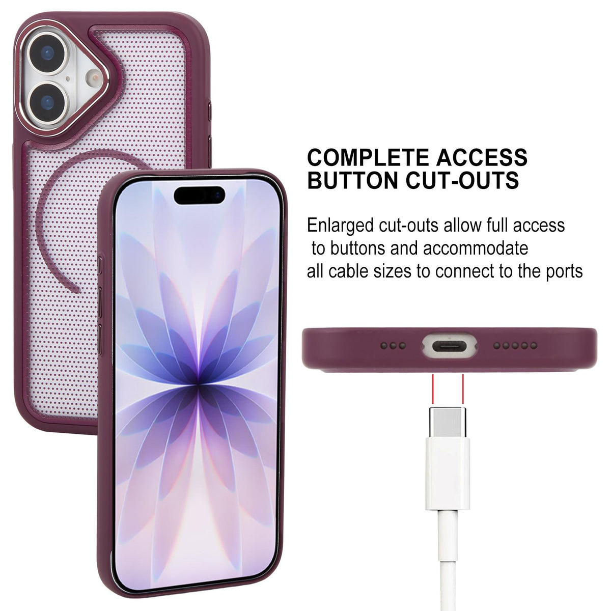 For iPhone 17 GEBEI Skin Feel Starry Dot Magnetic Phone Case - Dark Cherry - EDA009915903C