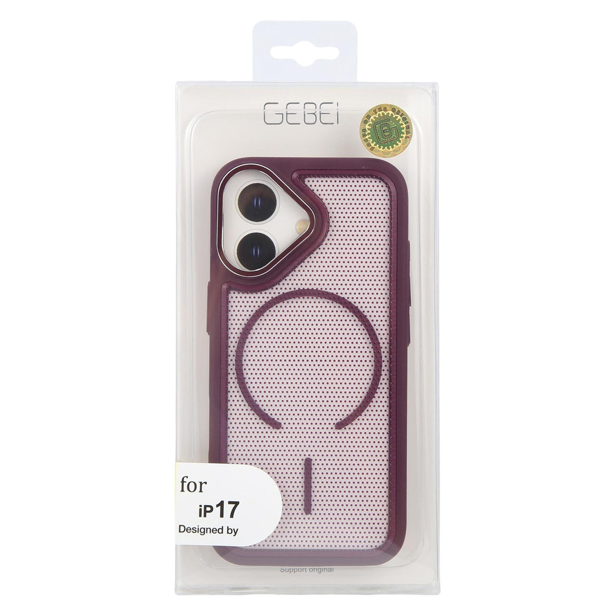 For iPhone 17 GEBEI Skin Feel Starry Dot Magnetic Phone Case - Dark Cherry - EDA009915903C