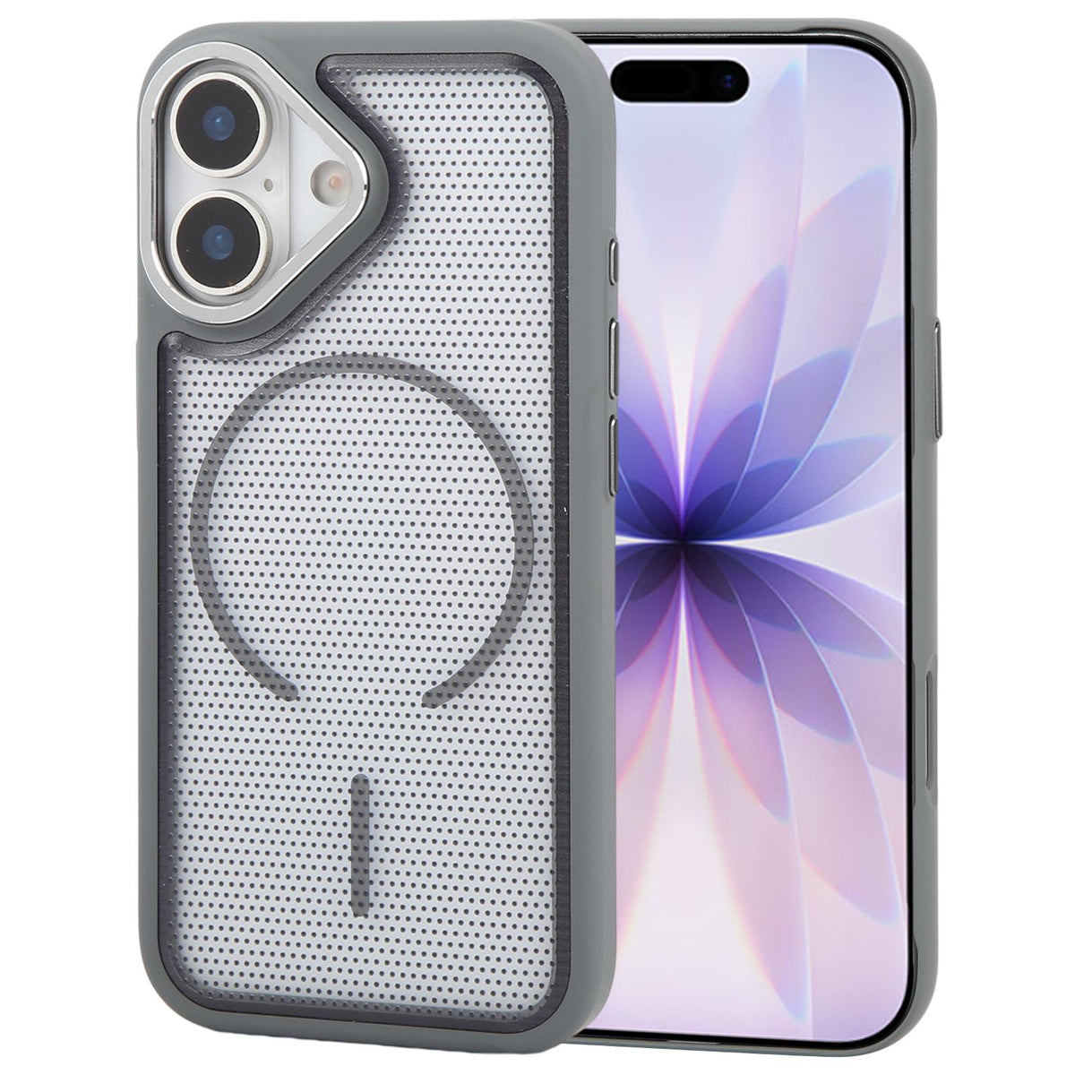 For iPhone 17 GEBEI Skin Feel Starry Dot Magnetic Phone Case - Grey - EDA009915903E