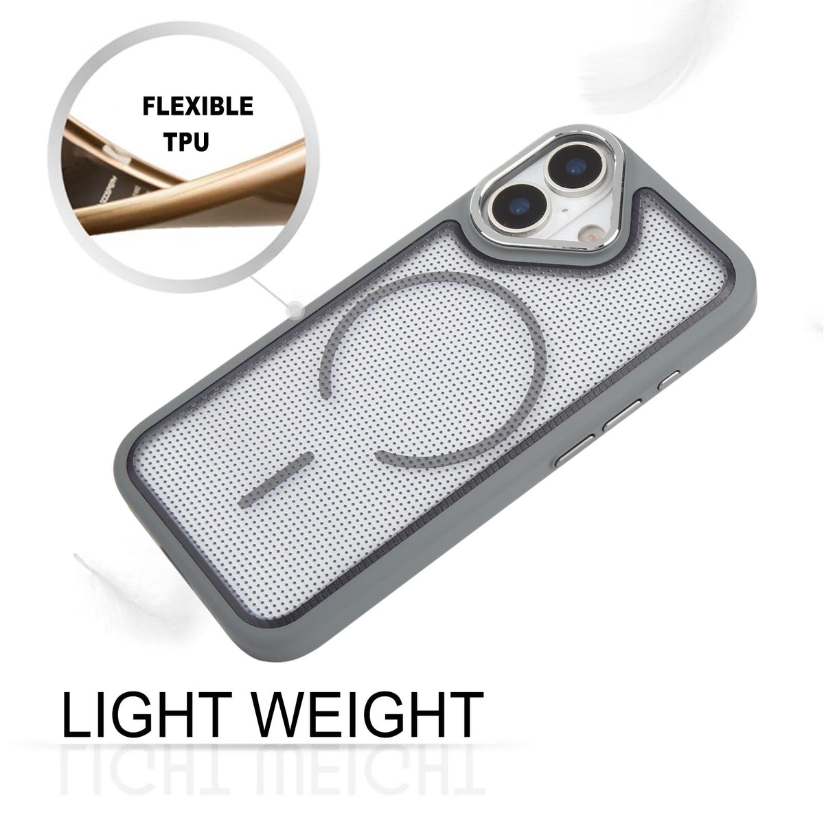 For iPhone 17 GEBEI Skin Feel Starry Dot Magnetic Phone Case - Grey - EDA009915903E