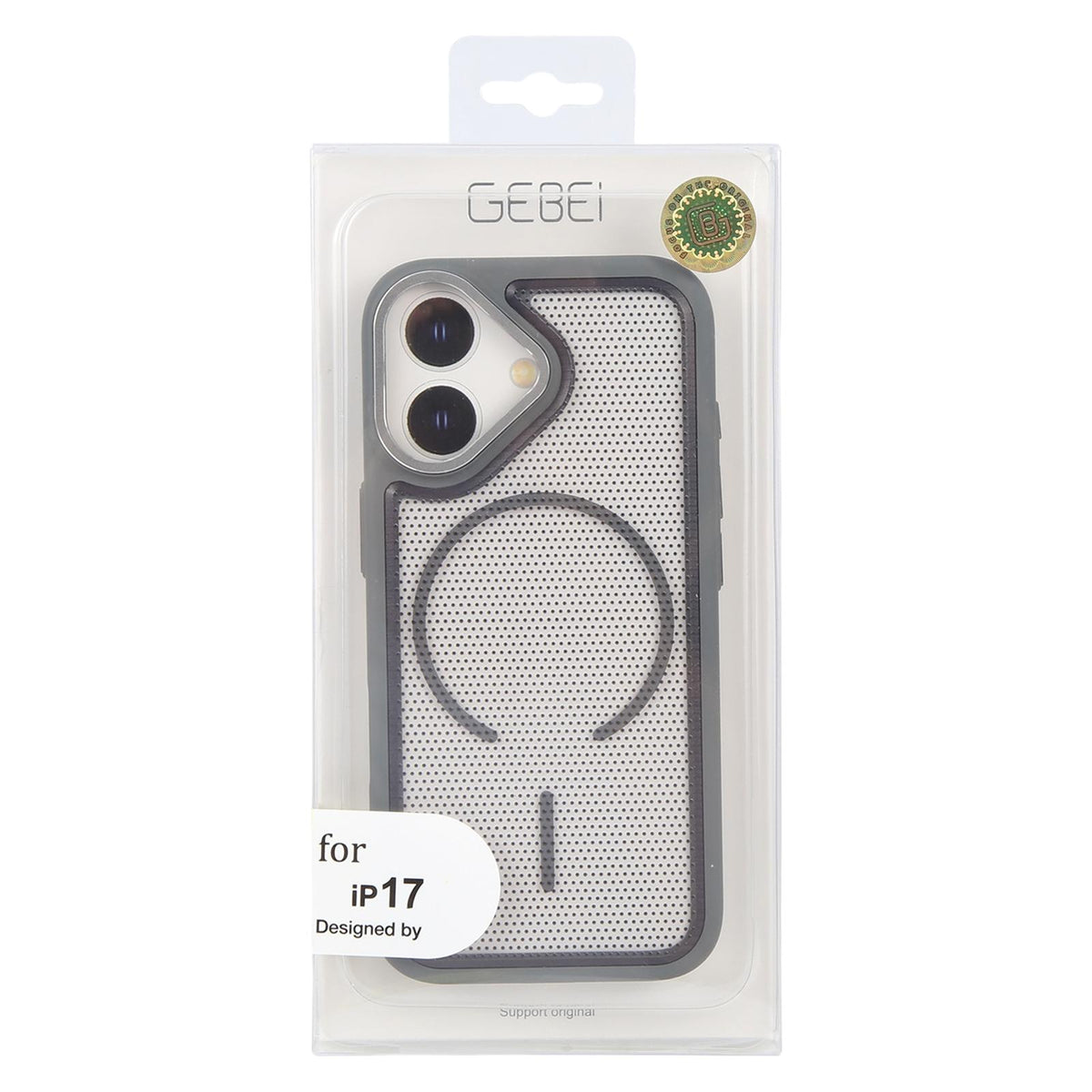 For iPhone 17 GEBEI Skin Feel Starry Dot Magnetic Phone Case - Grey - EDA009915903E