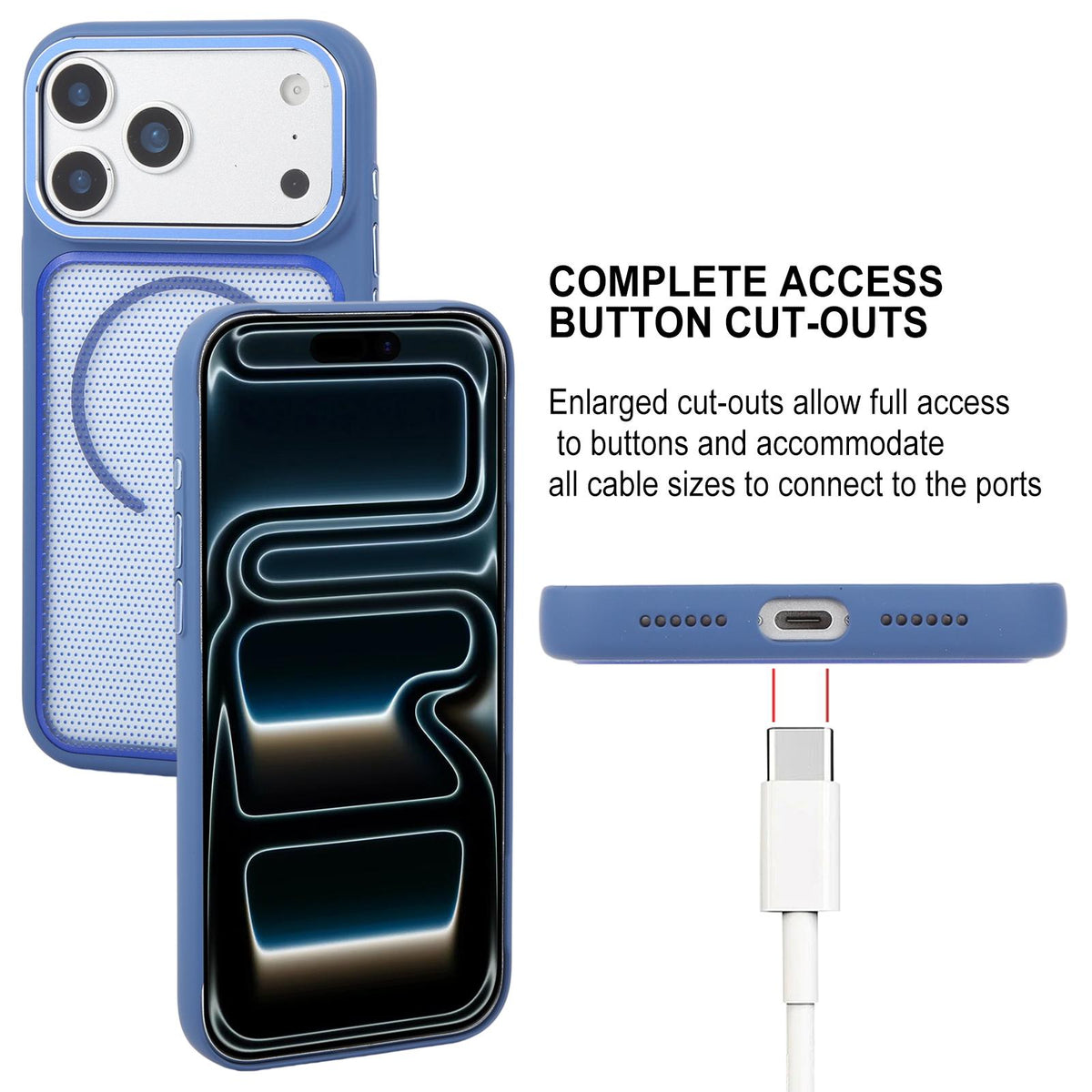 For iPhone 18 Pro GEBEI Skin Feel Starry Dot Magnetic Phone Case - Blue - EDA009915904A
