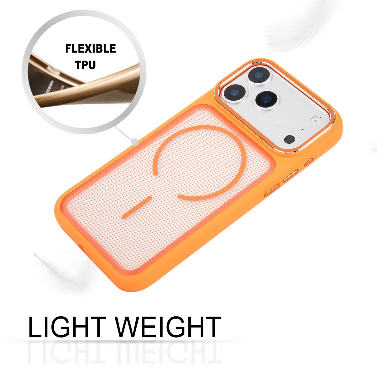 For iPhone 18 Pro GEBEI Skin Feel Starry Dot Magnetic Phone Case - Orange - EDA009915904B