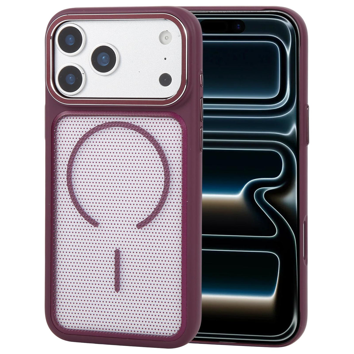 For iPhone 18 Pro GEBEI Skin Feel Starry Dot Magnetic Phone Case - Dark Cherry - EDA009915904C