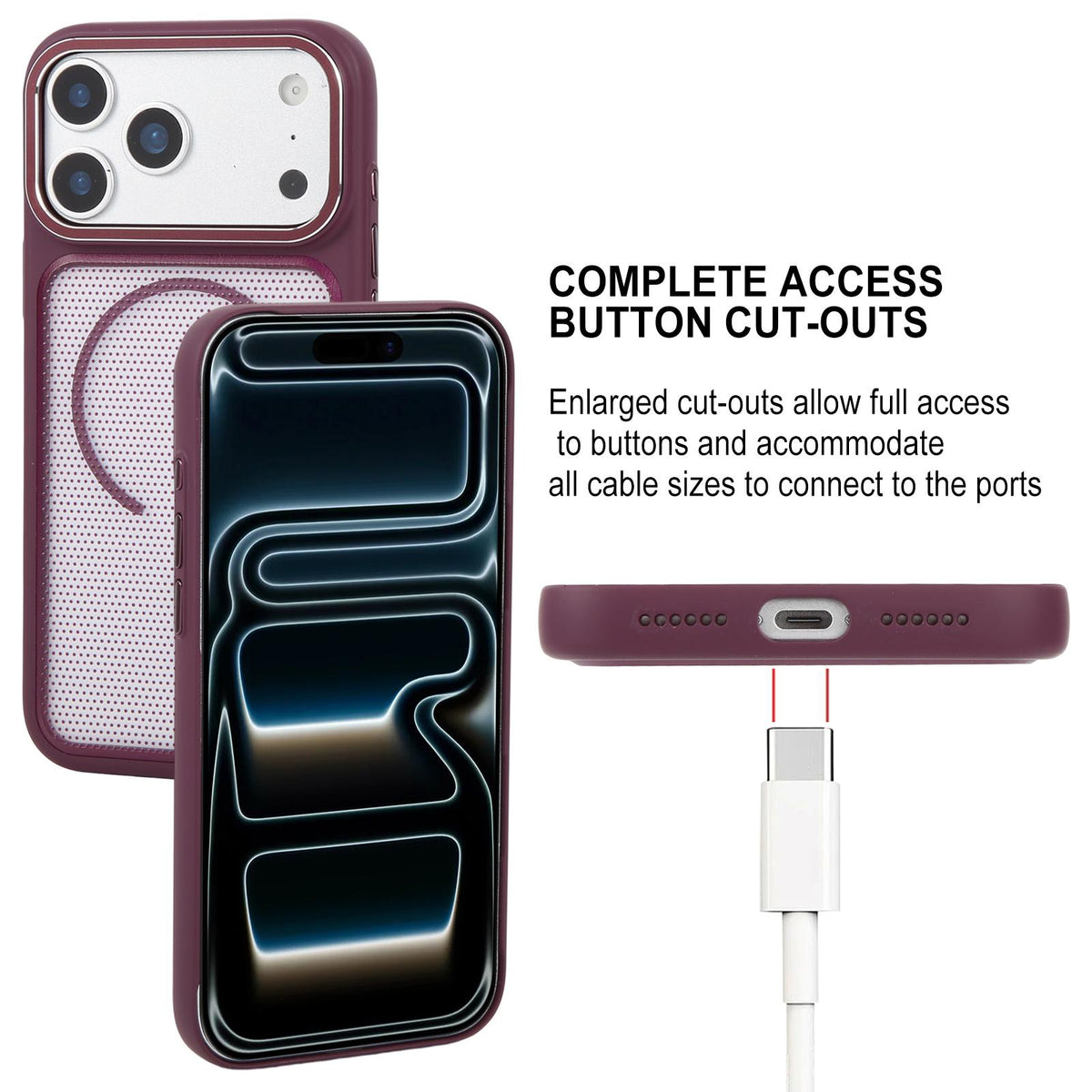 For iPhone 18 Pro GEBEI Skin Feel Starry Dot Magnetic Phone Case - Dark Cherry - EDA009915904C