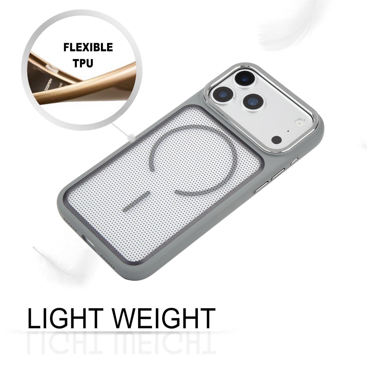For iPhone 18 Pro GEBEI Skin Feel Starry Dot Magnetic Phone Case - Grey - EDA009915904E