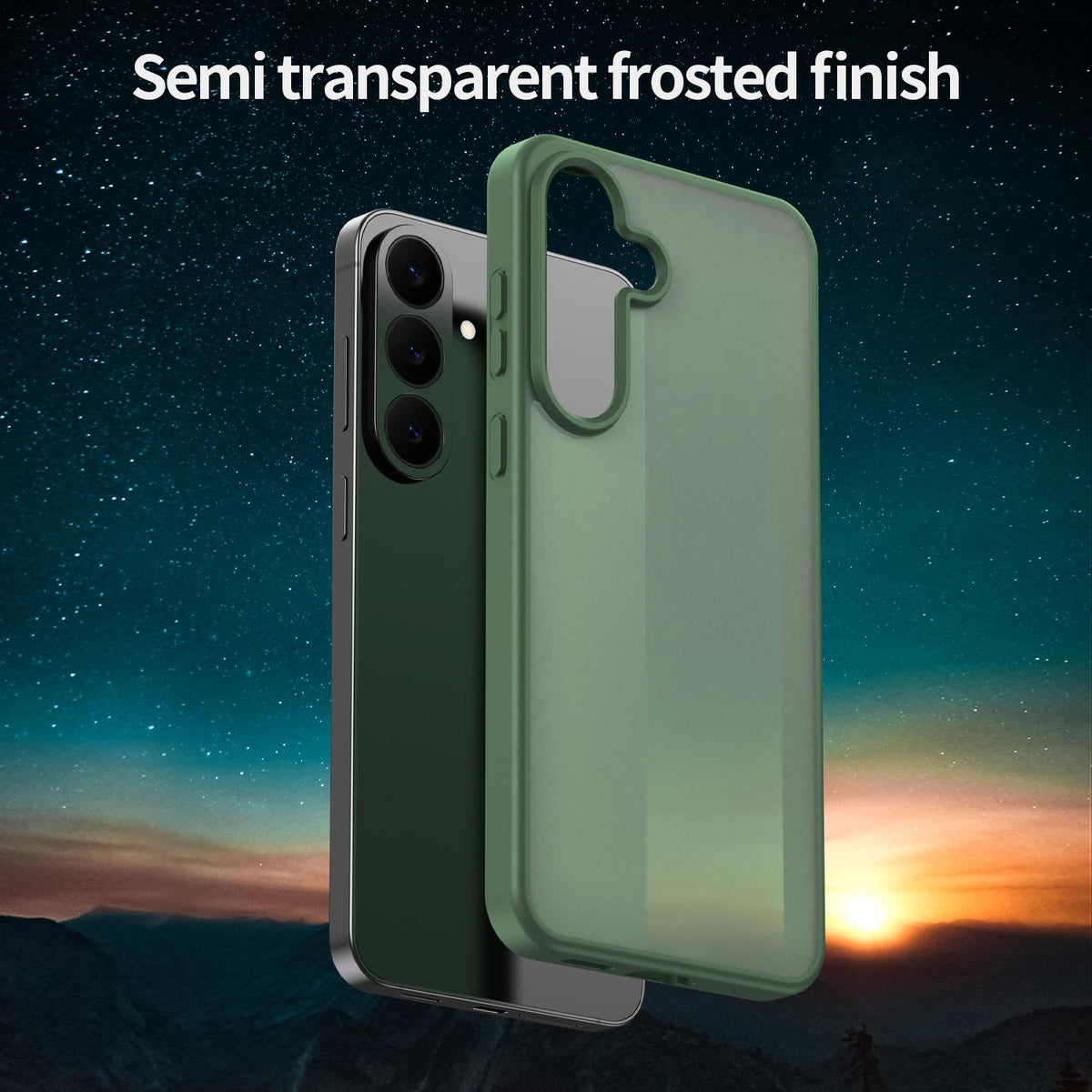 For Galaxy S26 FE 5G Fanying Series PC Hybrid TPU Translucent Frosted Phone Case - Olive Green - EDA009917902D