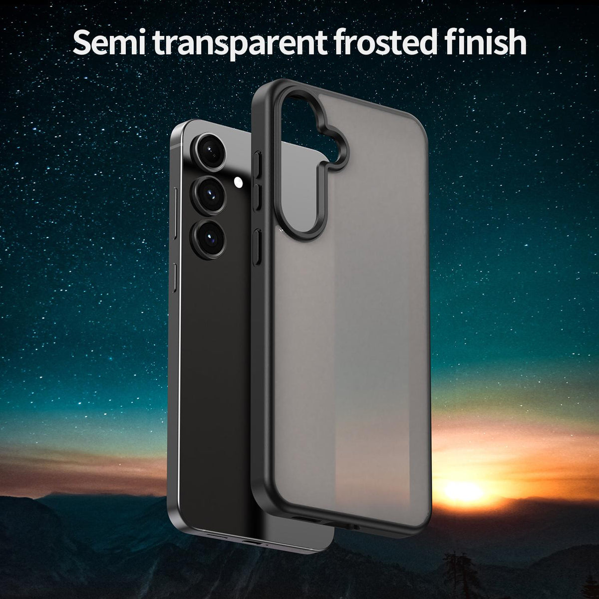 For Galaxy S24+ 5G Fanying Series PC Hybrid TPU Translucent Frosted Phone Case - Translucent Black - EDA009917903A