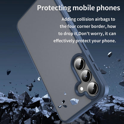 For Galaxy S24+ 5G Fanying Series PC Hybrid TPU Translucent Frosted Phone Case - Cyan Blue - EDA009917903C