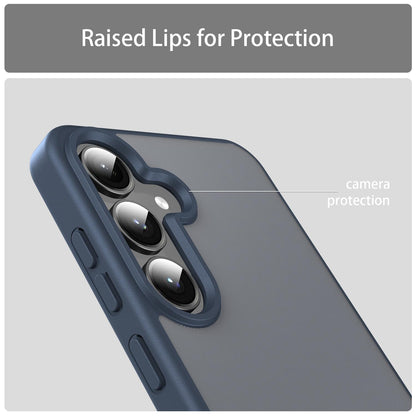 For Galaxy S24+ 5G Fanying Series PC Hybrid TPU Translucent Frosted Phone Case - Cyan Blue - EDA009917903C
