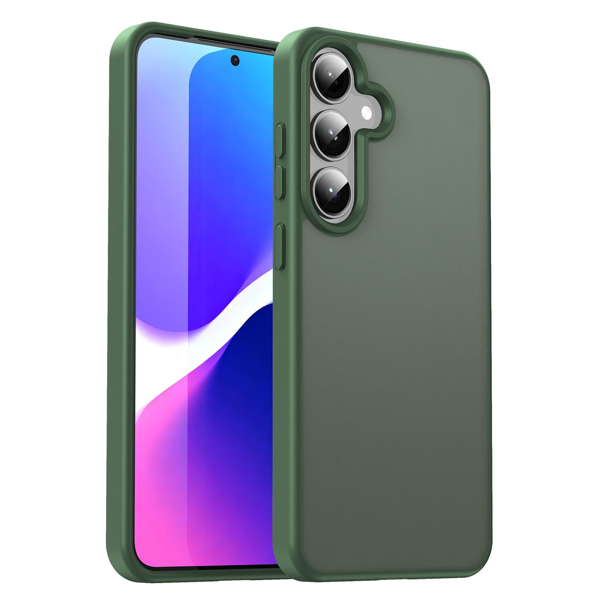For Galaxy S24+ 5G Fanying Series PC Hybrid TPU Translucent Frosted Phone Case - Olive Green - EDA009917903D